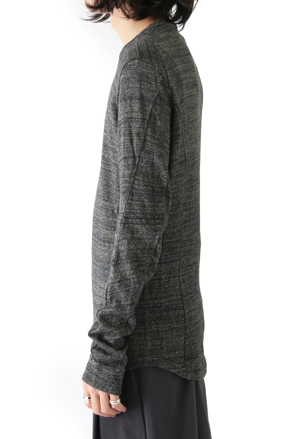 Long Sleeve Linen Cotton Jersey Khaki Gray