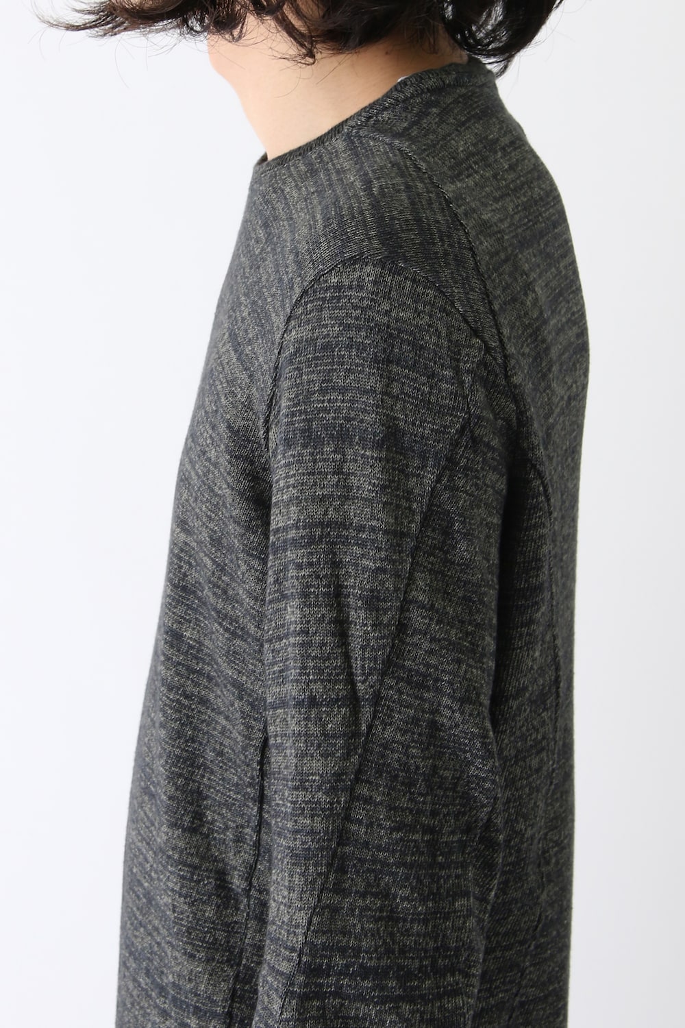 Long Sleeve Linen Cotton Jersey Khaki Gray