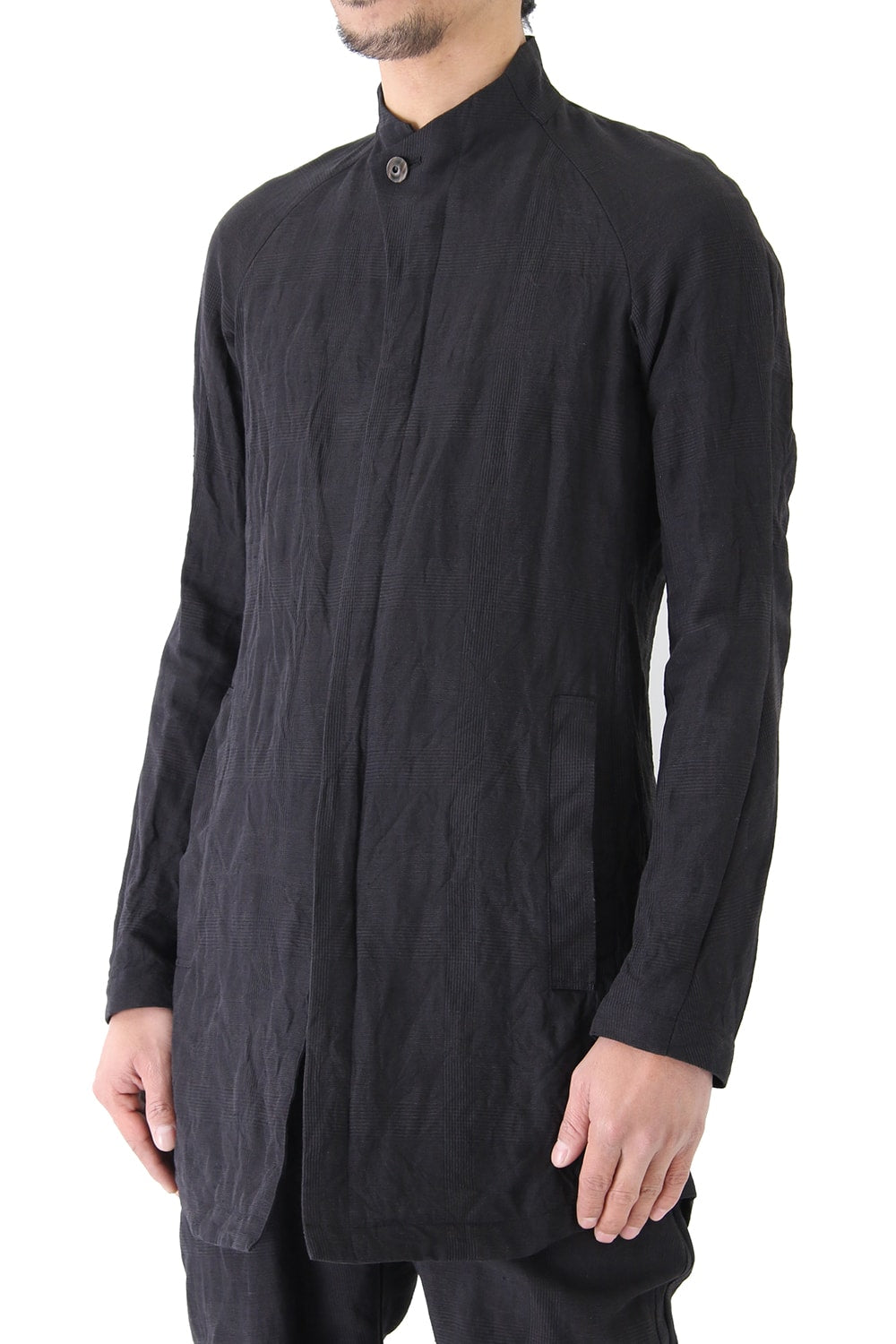 Jacket Cotton Linen Check Bordeaux