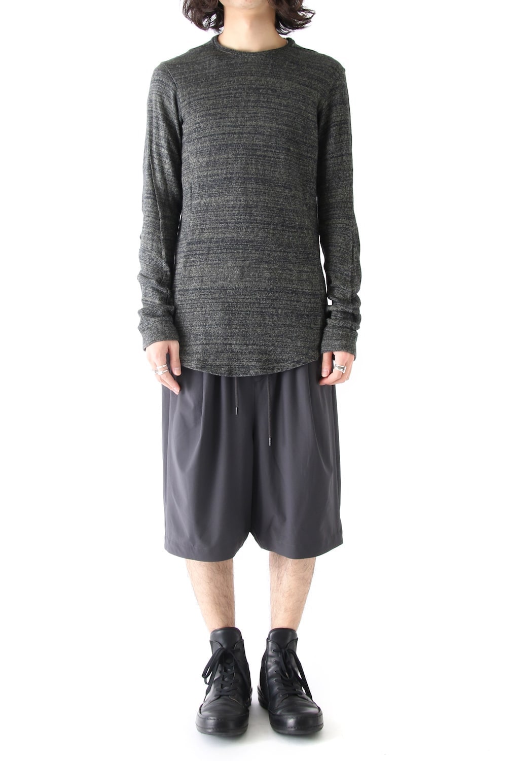 Long Sleeve Linen Cotton Jersey Khaki Gray