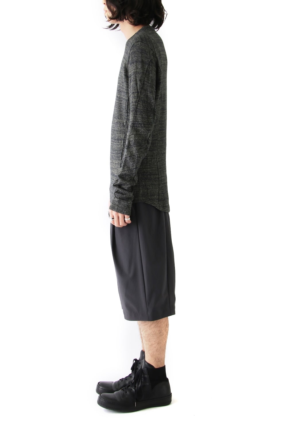 Long Sleeve Linen Cotton Jersey Khaki Gray