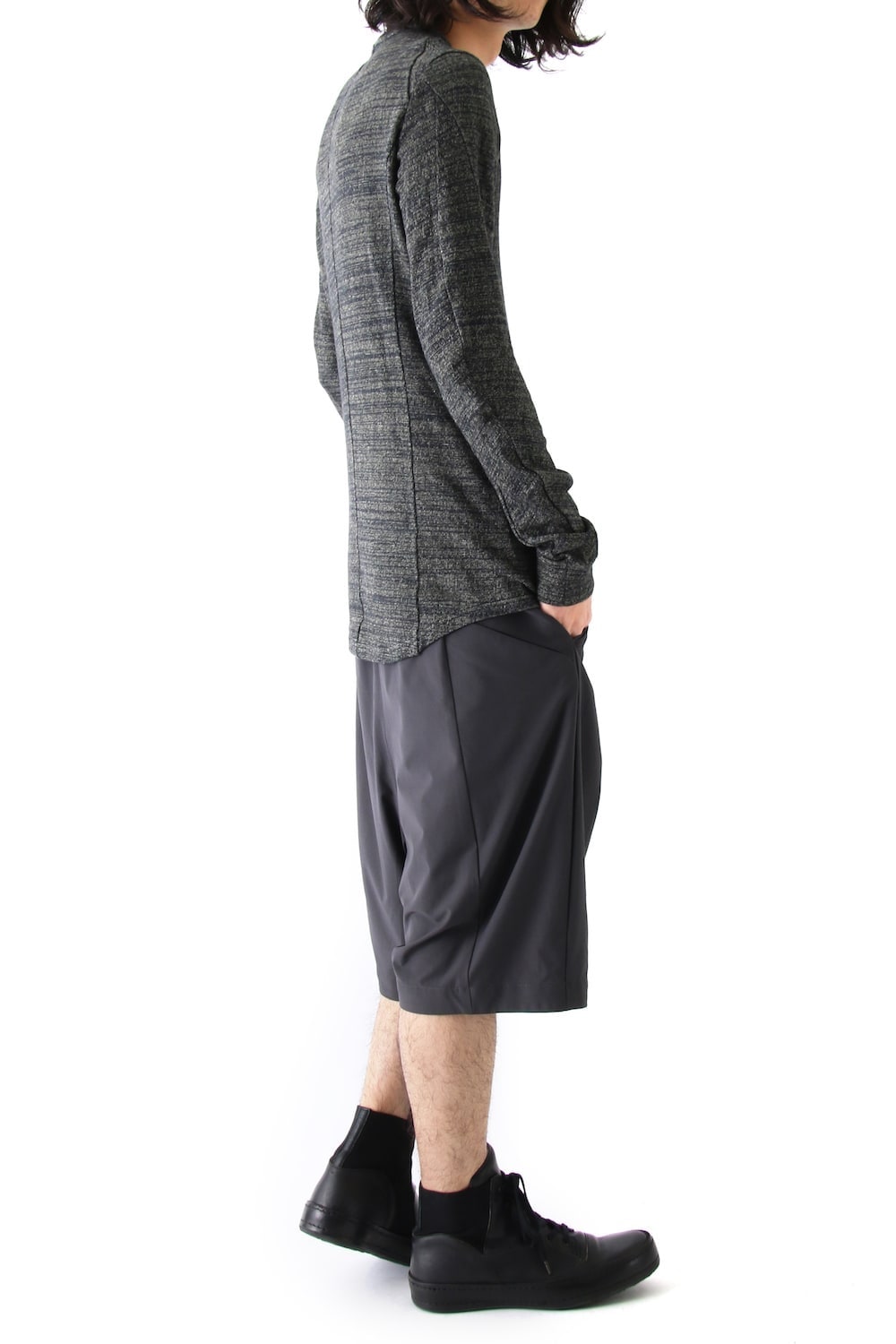 Long Sleeve Linen Cotton Jersey Khaki Gray