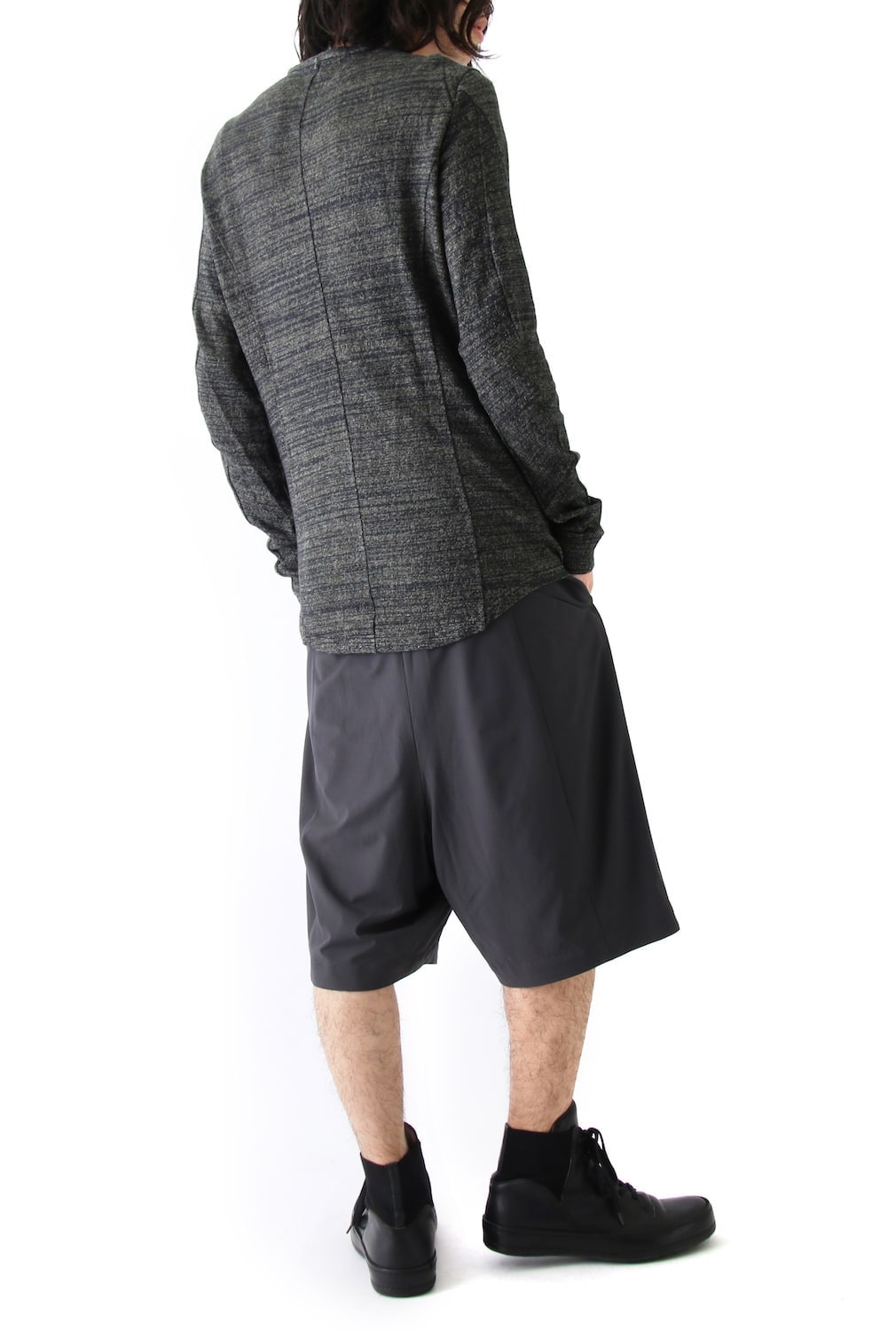 Long Sleeve Linen Cotton Jersey Khaki Gray