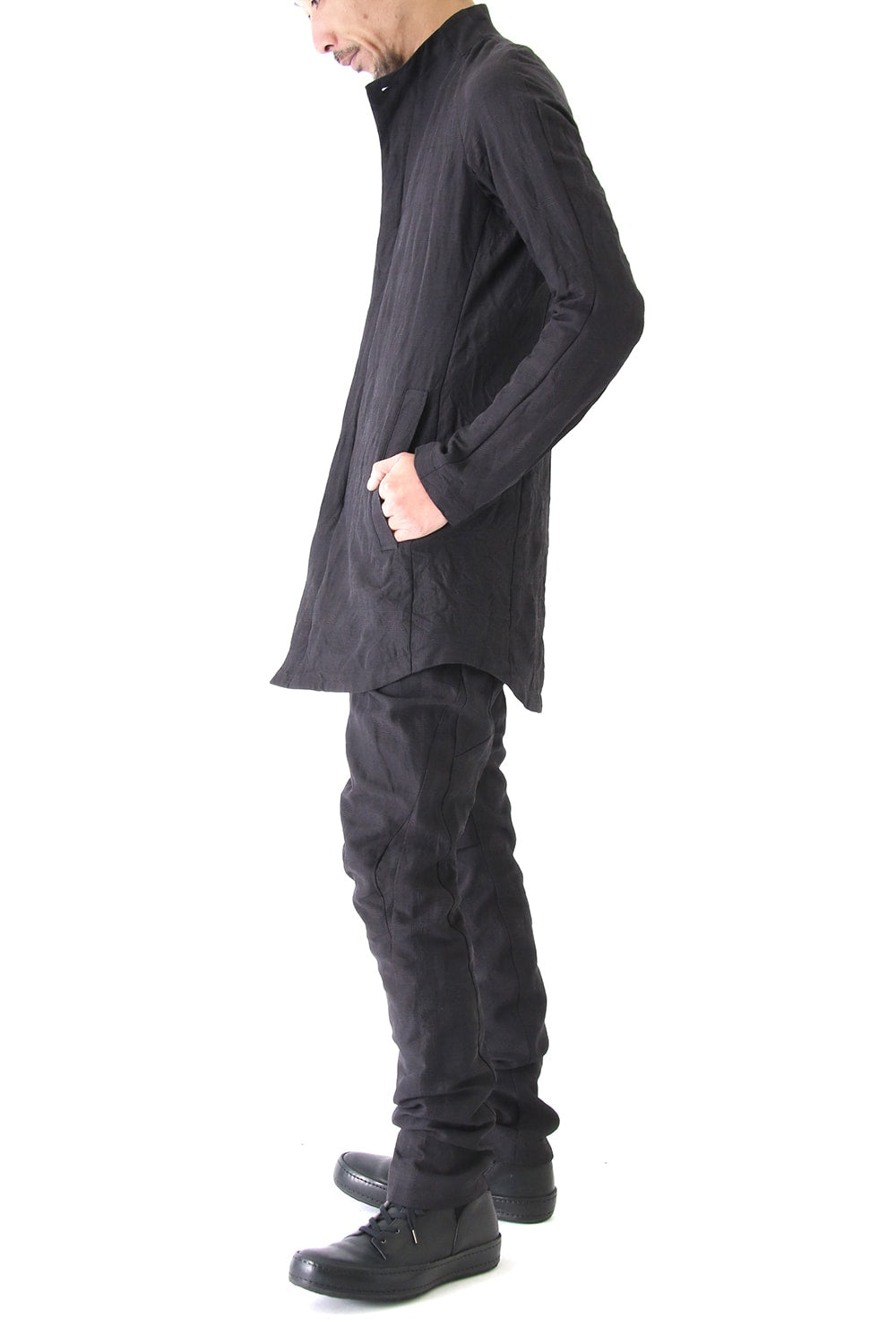 Jacket Cotton Linen Check Bordeaux