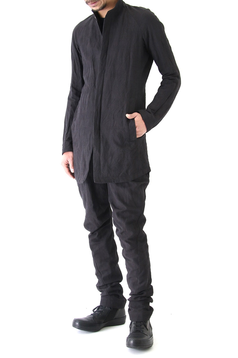 Jacket Cotton Linen Check Bordeaux