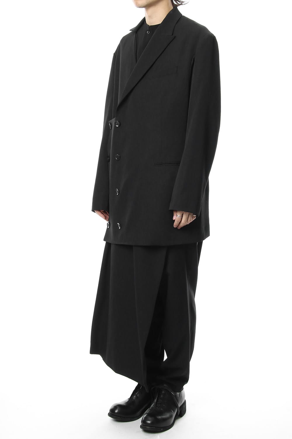 Left Front Double jacket Dress Wrinkled Gabardine