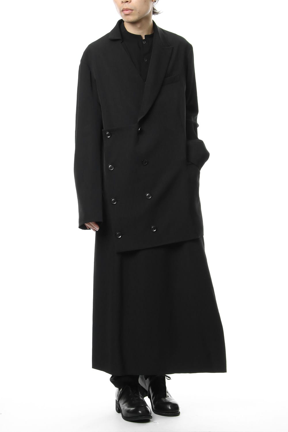 Left Front Double jacket Dress Wrinkled Gabardine