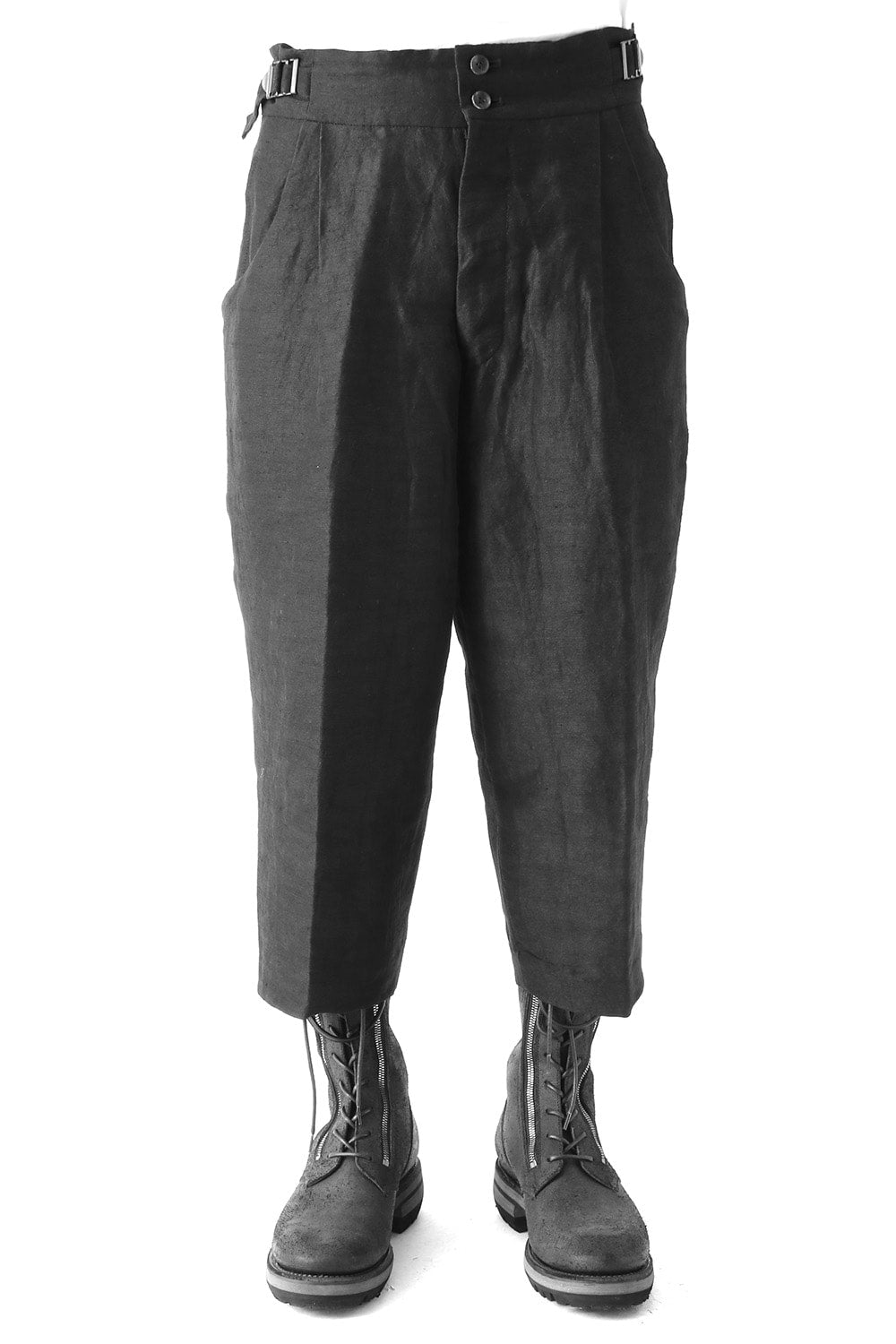 Linen Nylon Gabadine Baggy Cropped Pants