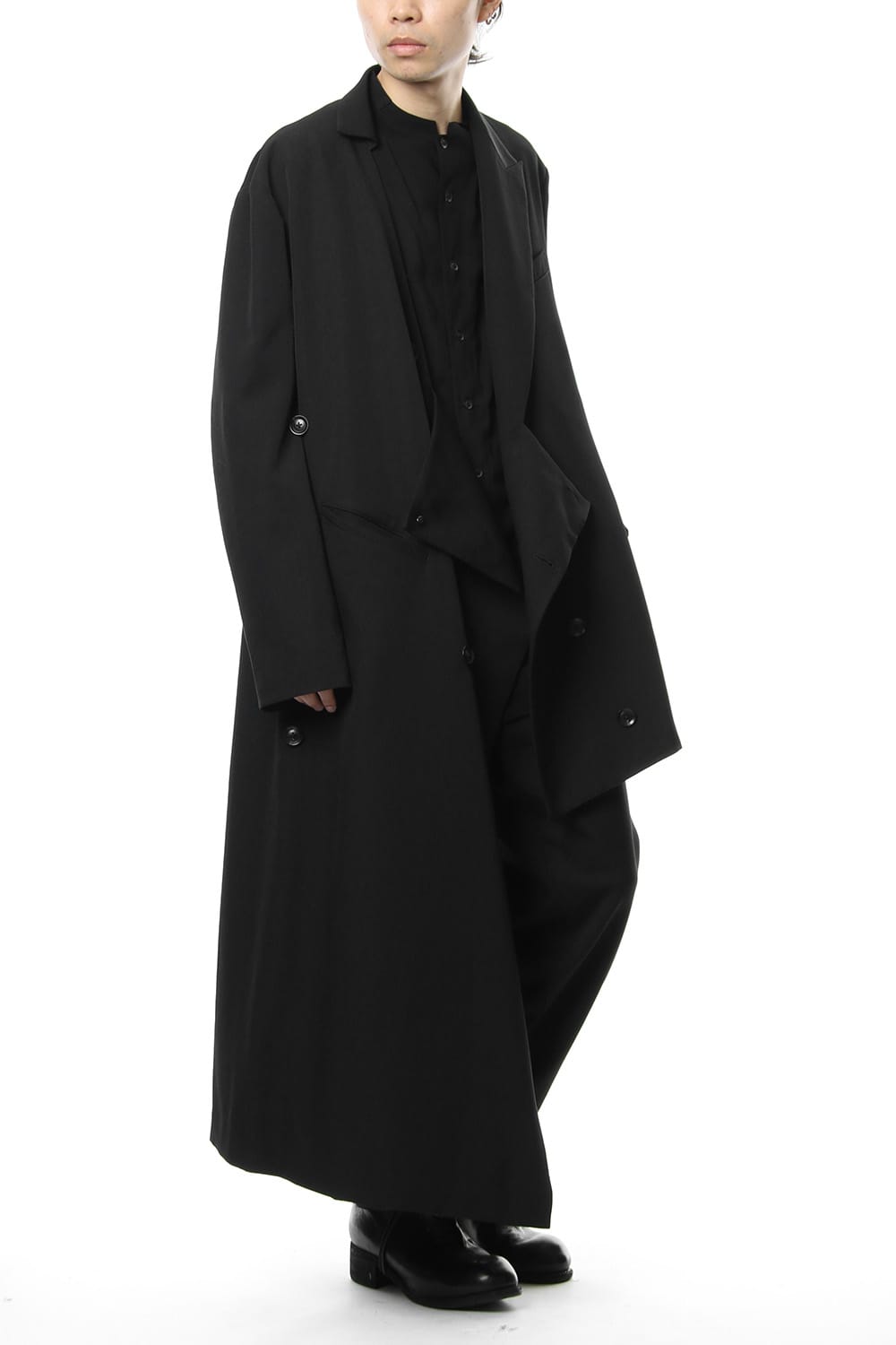 Left Front Double jacket Dress Wrinkled Gabardine