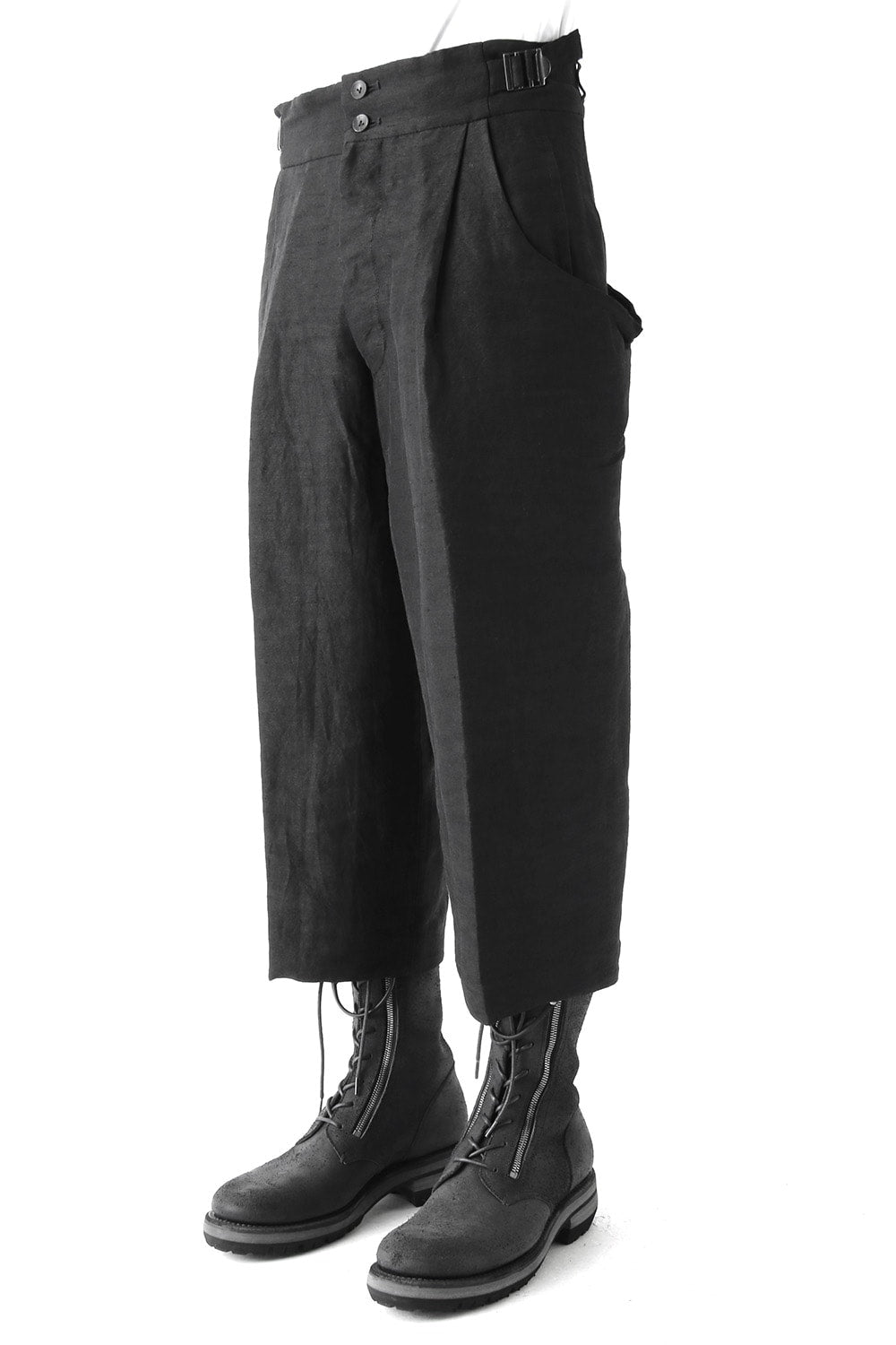 Linen Nylon Gabadine Baggy Cropped Pants