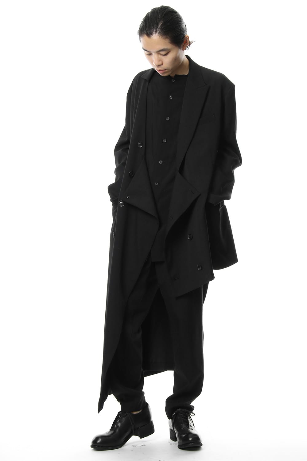 Left Front Double jacket Dress Wrinkled Gabardine