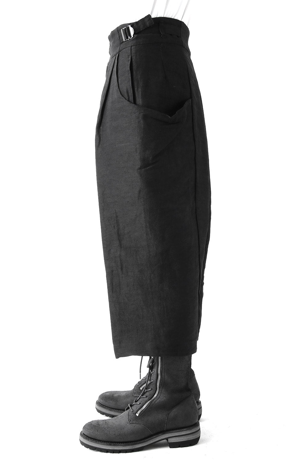 Linen Nylon Gabadine Baggy Cropped Pants