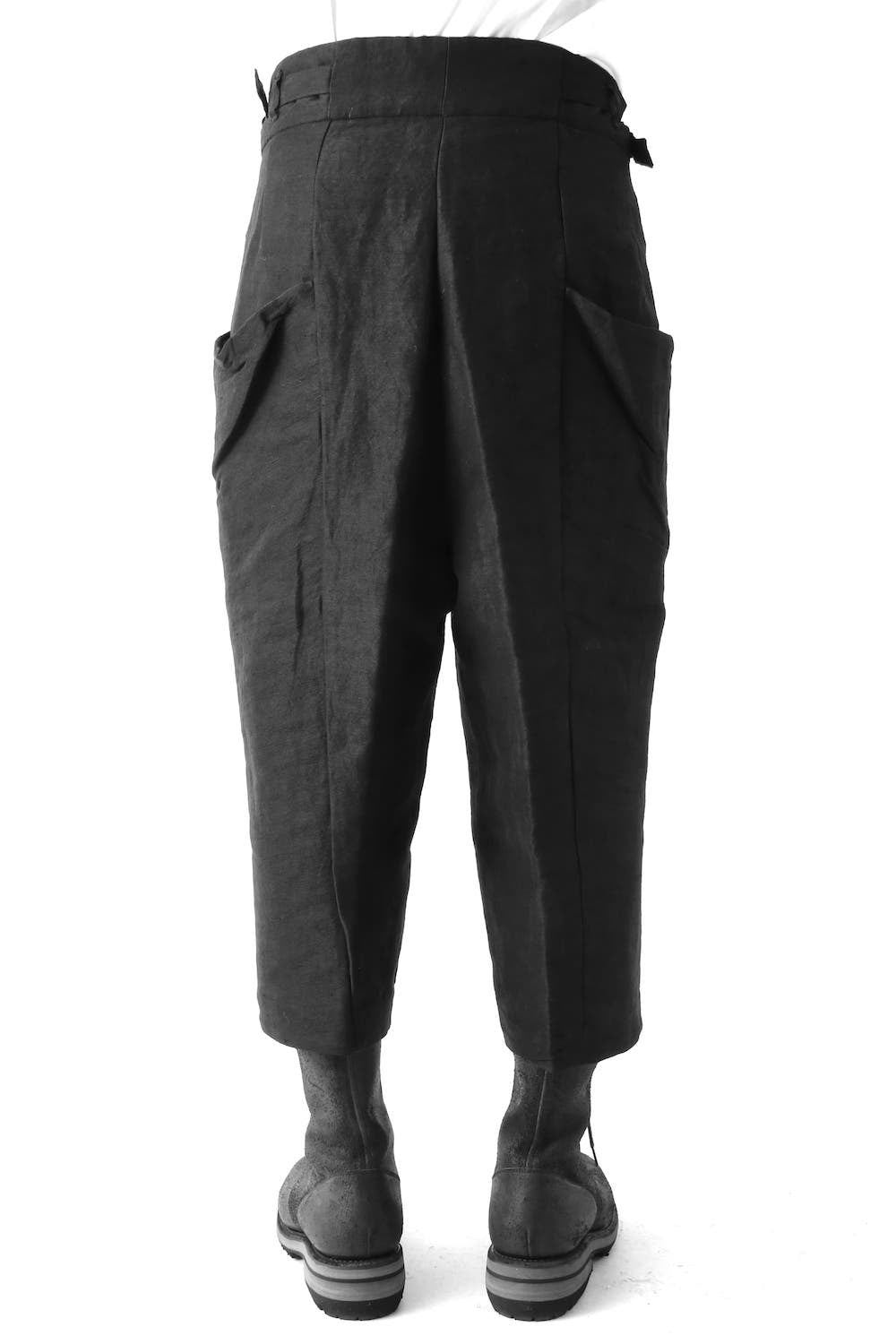 Linen Nylon Gabadine Baggy Cropped Pants