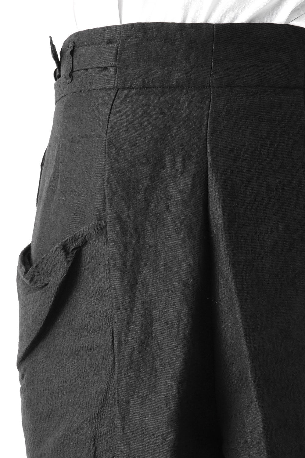 Linen Nylon Gabadine Baggy Cropped Pants