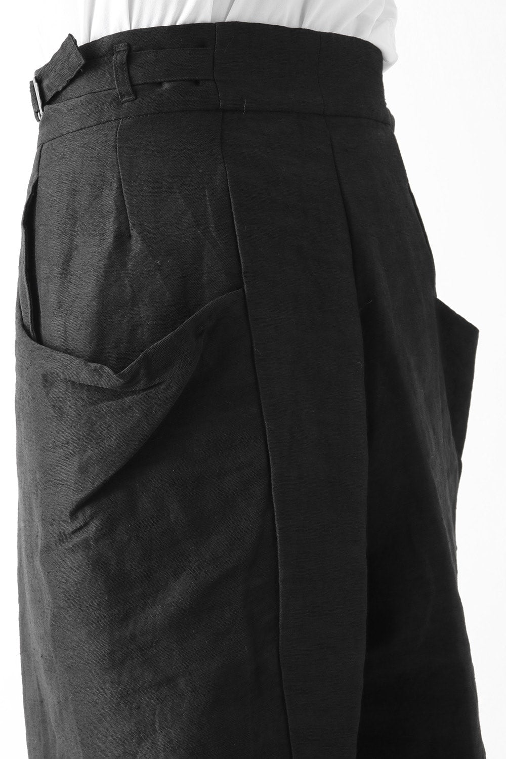 Linen Nylon Gabadine Baggy Cropped Pants