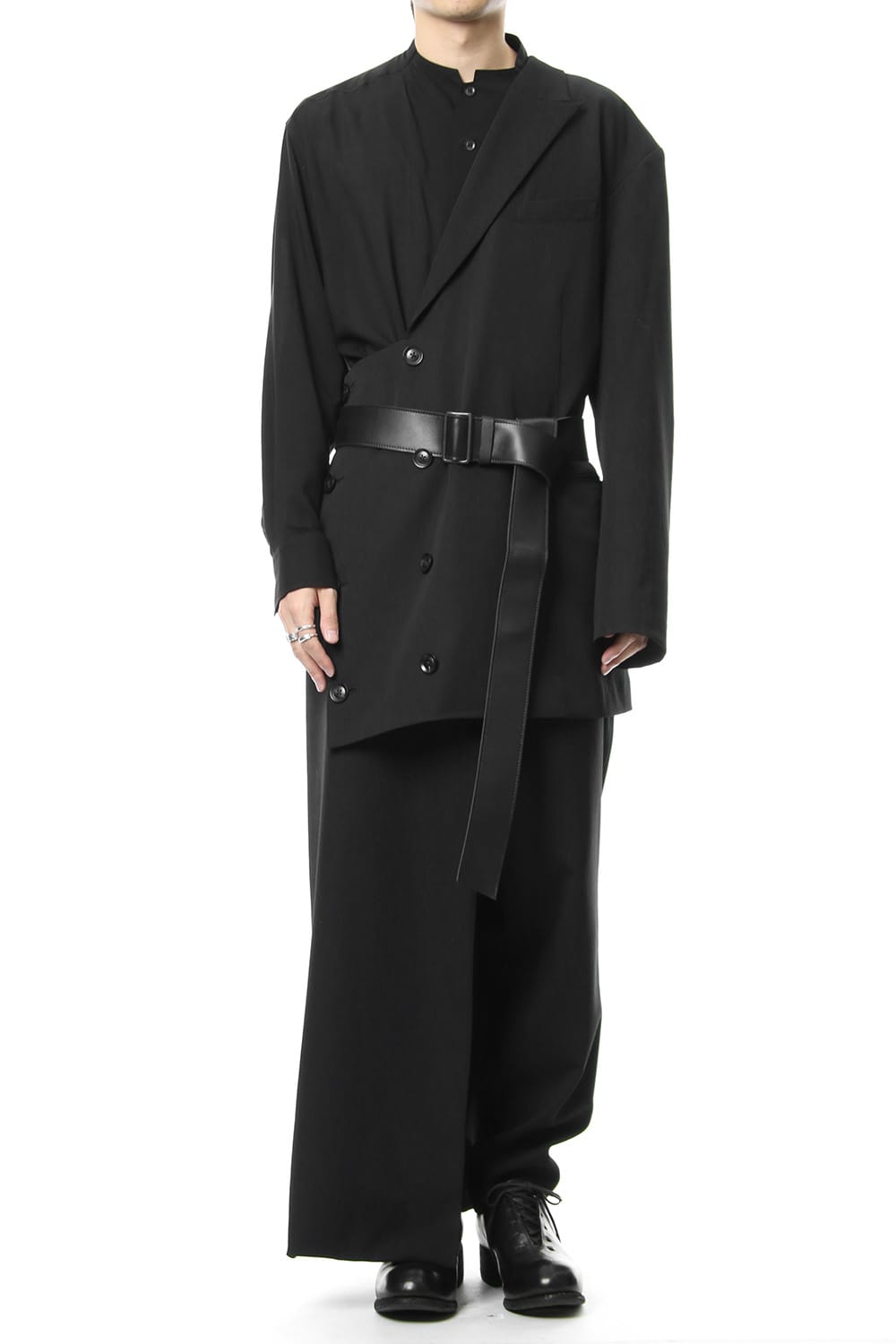 Left Front Double jacket Dress Wrinkled Gabardine