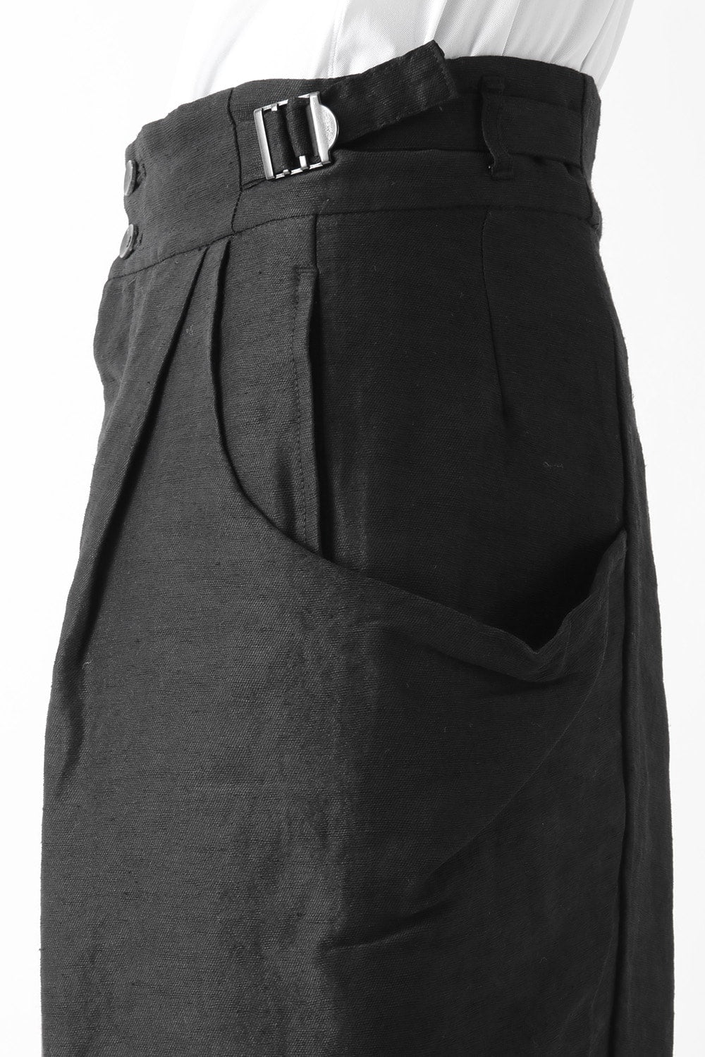 Linen Nylon Gabadine Baggy Cropped Pants