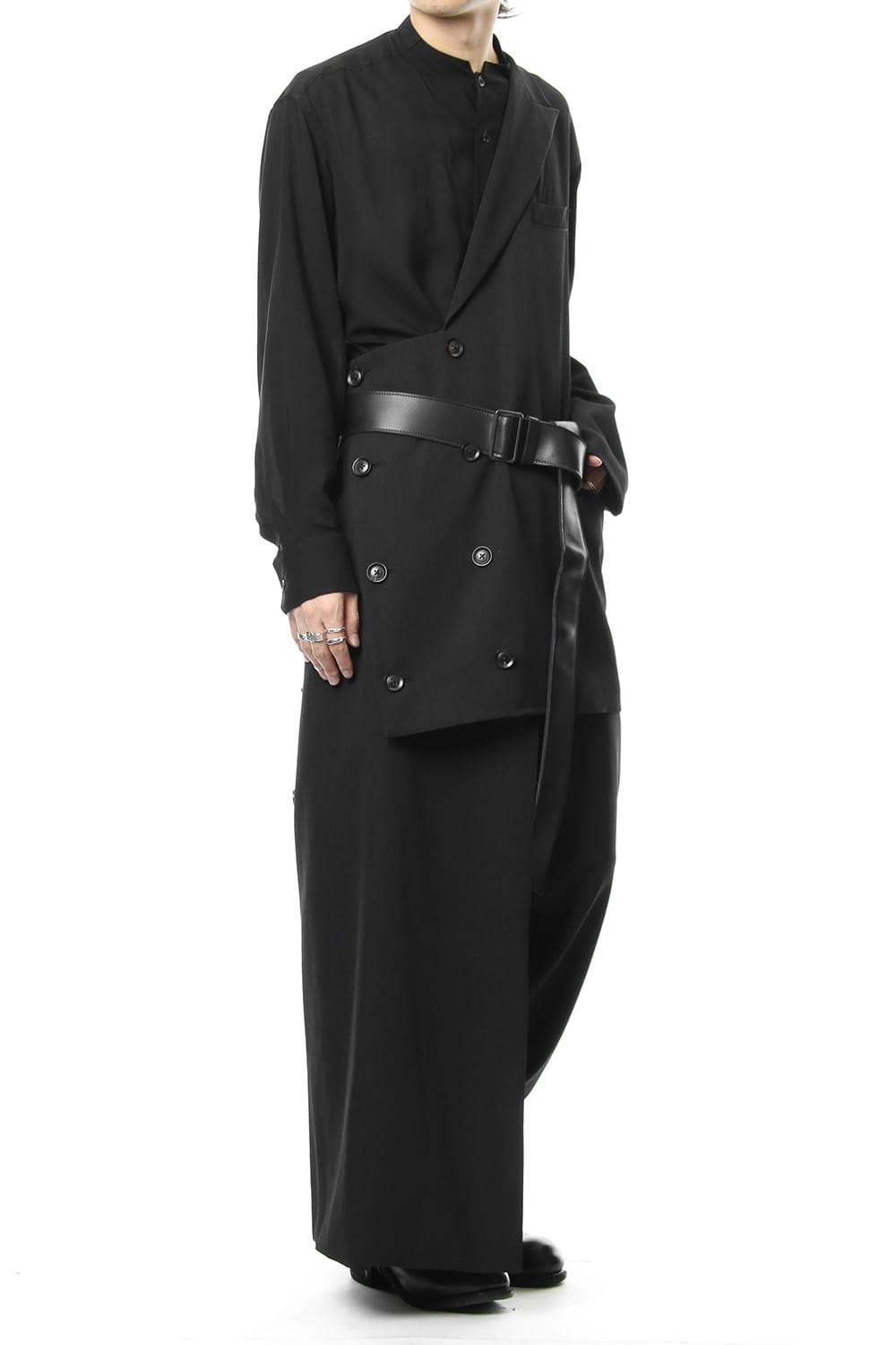 Left Front Double jacket Dress Wrinkled Gabardine