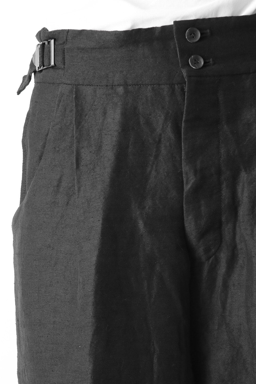 Linen Nylon Gabadine Baggy Cropped Pants