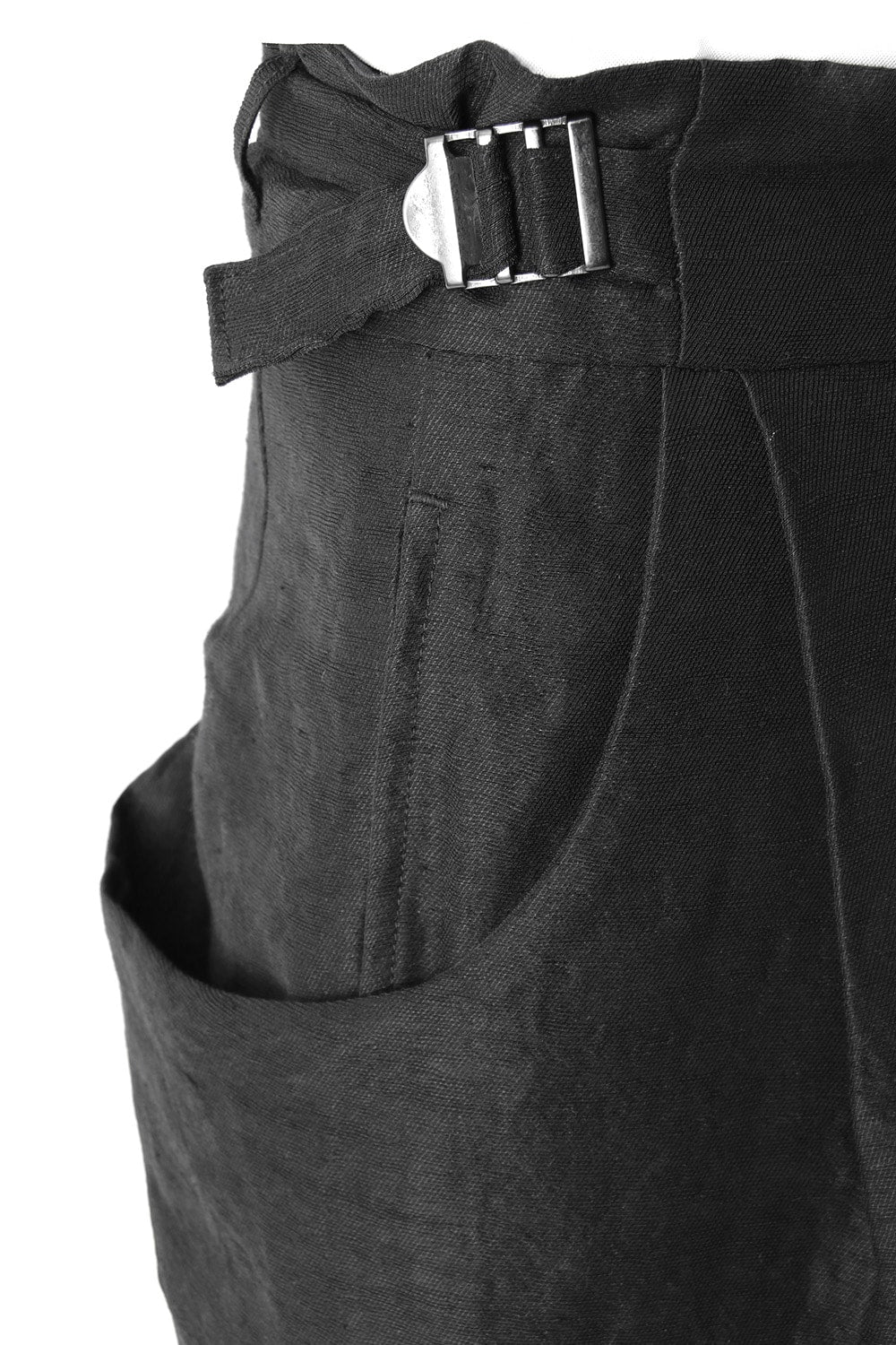 Linen Nylon Gabadine Baggy Cropped Pants