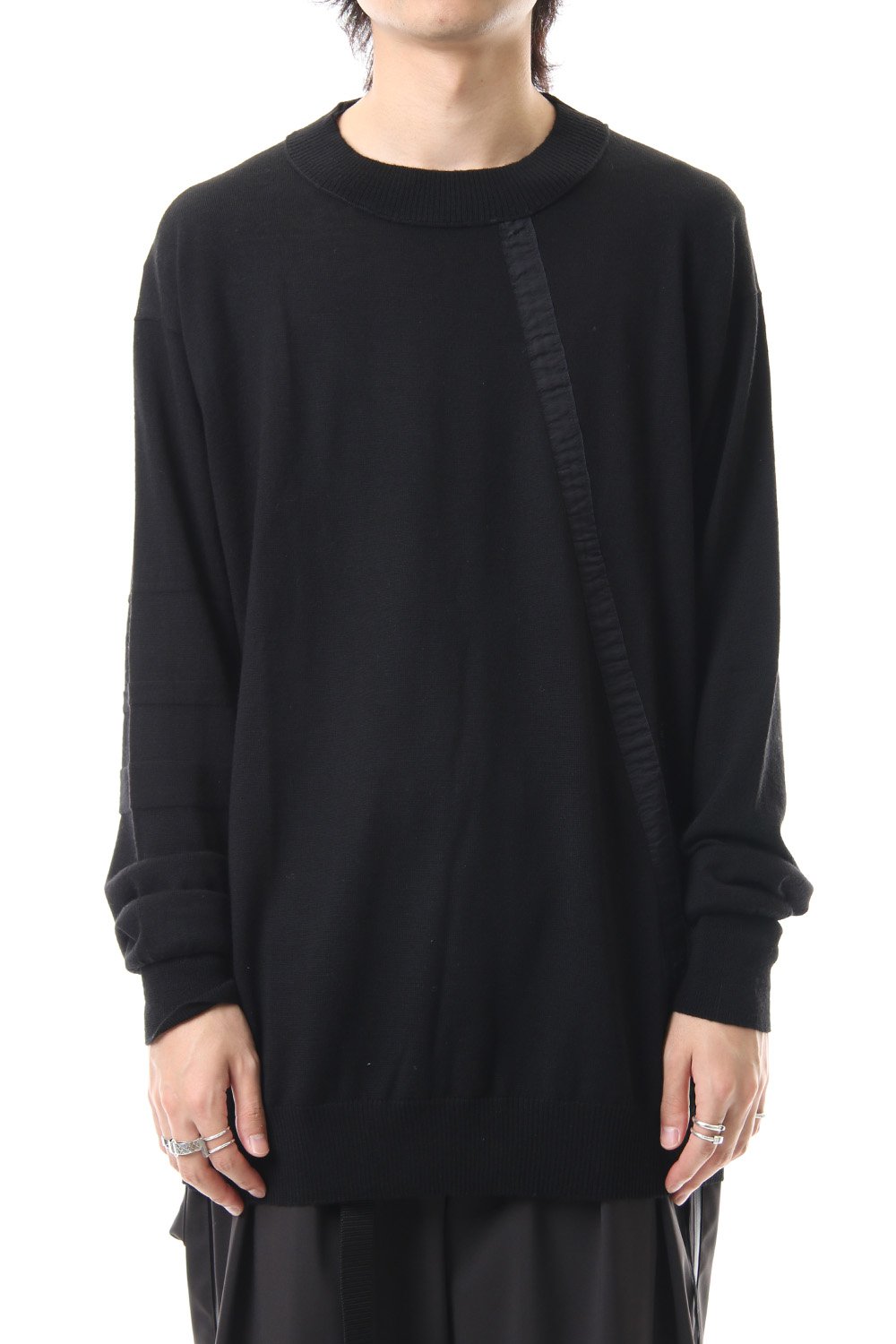Fine merino Border Sleeve L/S Tshirt 