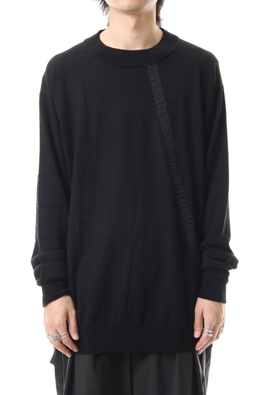 Fine merino Border Sleeve L/S Tshirt 