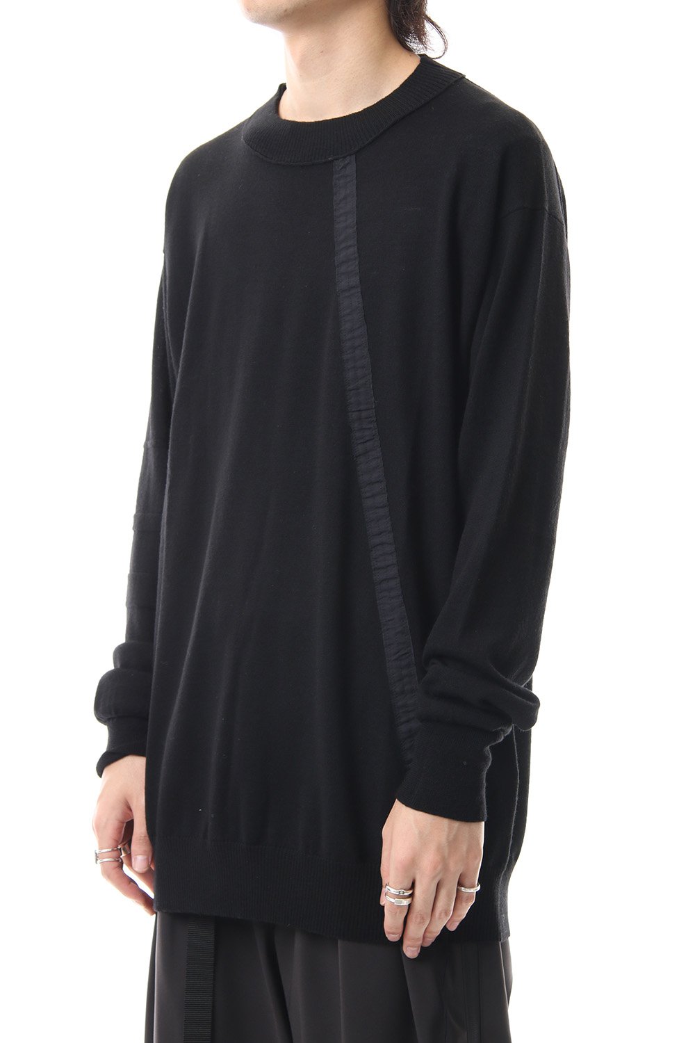 Fine merino Border Sleeve L/S Tshirt 