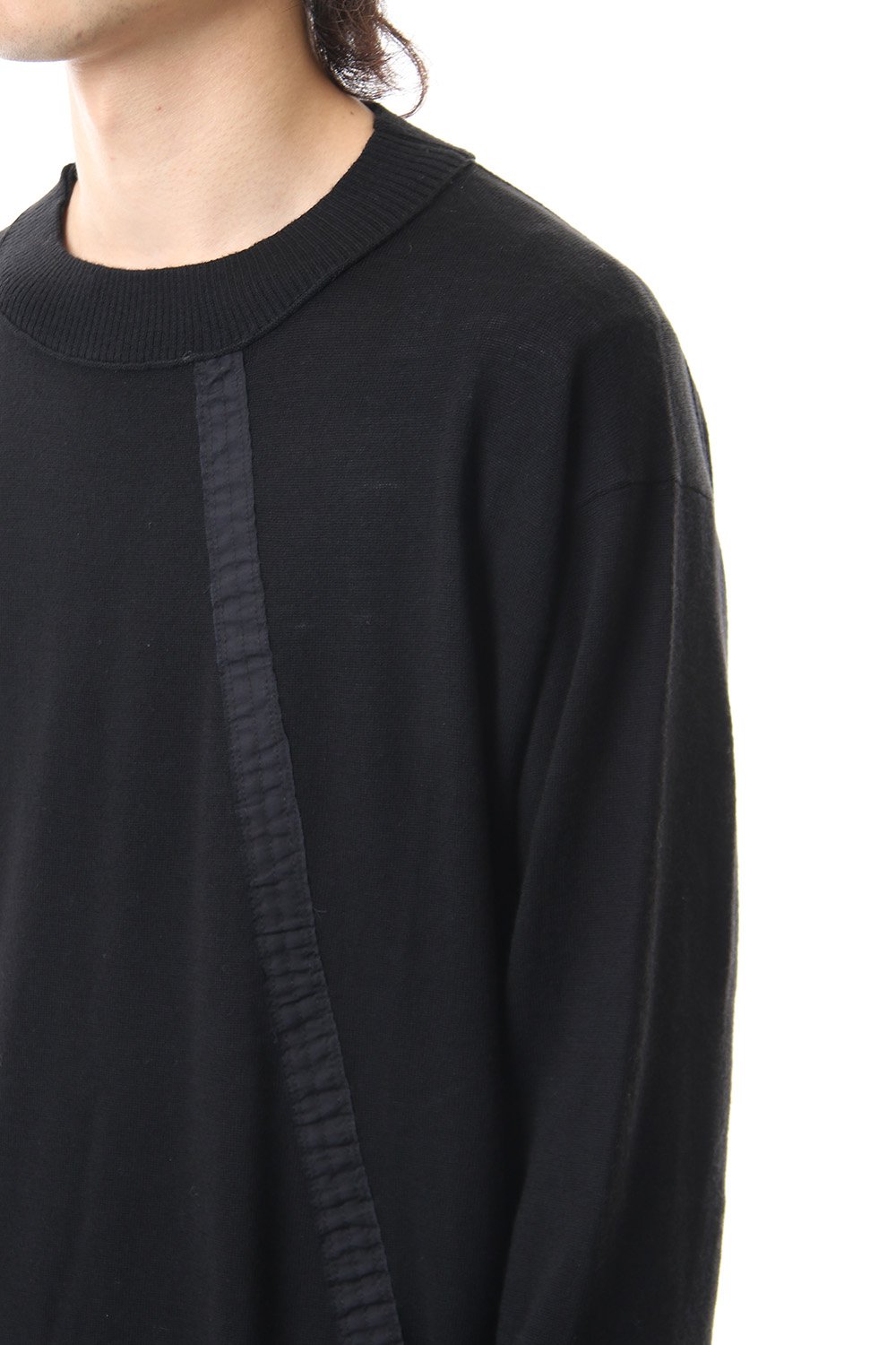 Fine merino Border Sleeve L/S Tshirt 