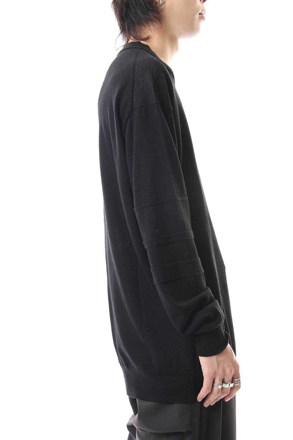 Fine merino Border Sleeve L/S Tshirt 