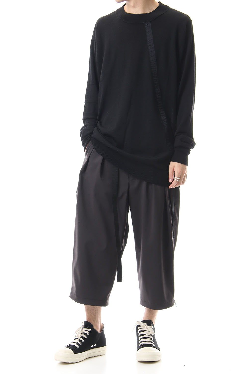 Fine merino Border Sleeve L/S Tshirt 