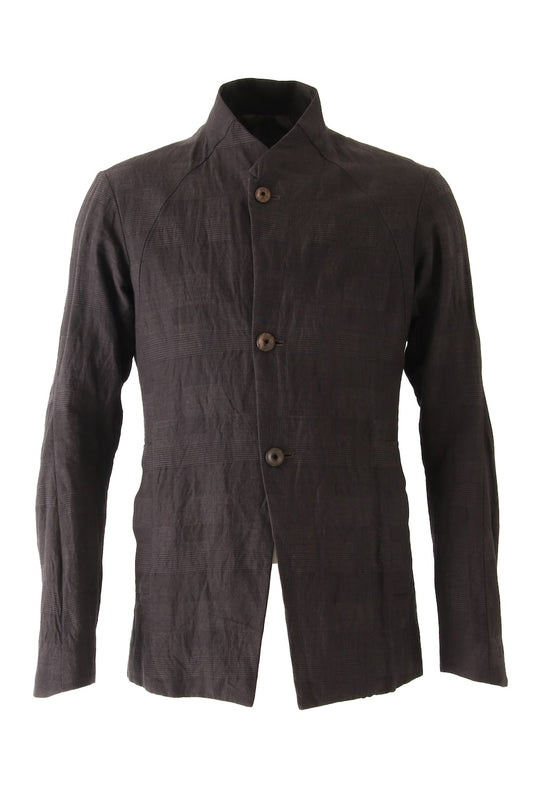 Jacket Cotton Linen Check Bordeaux