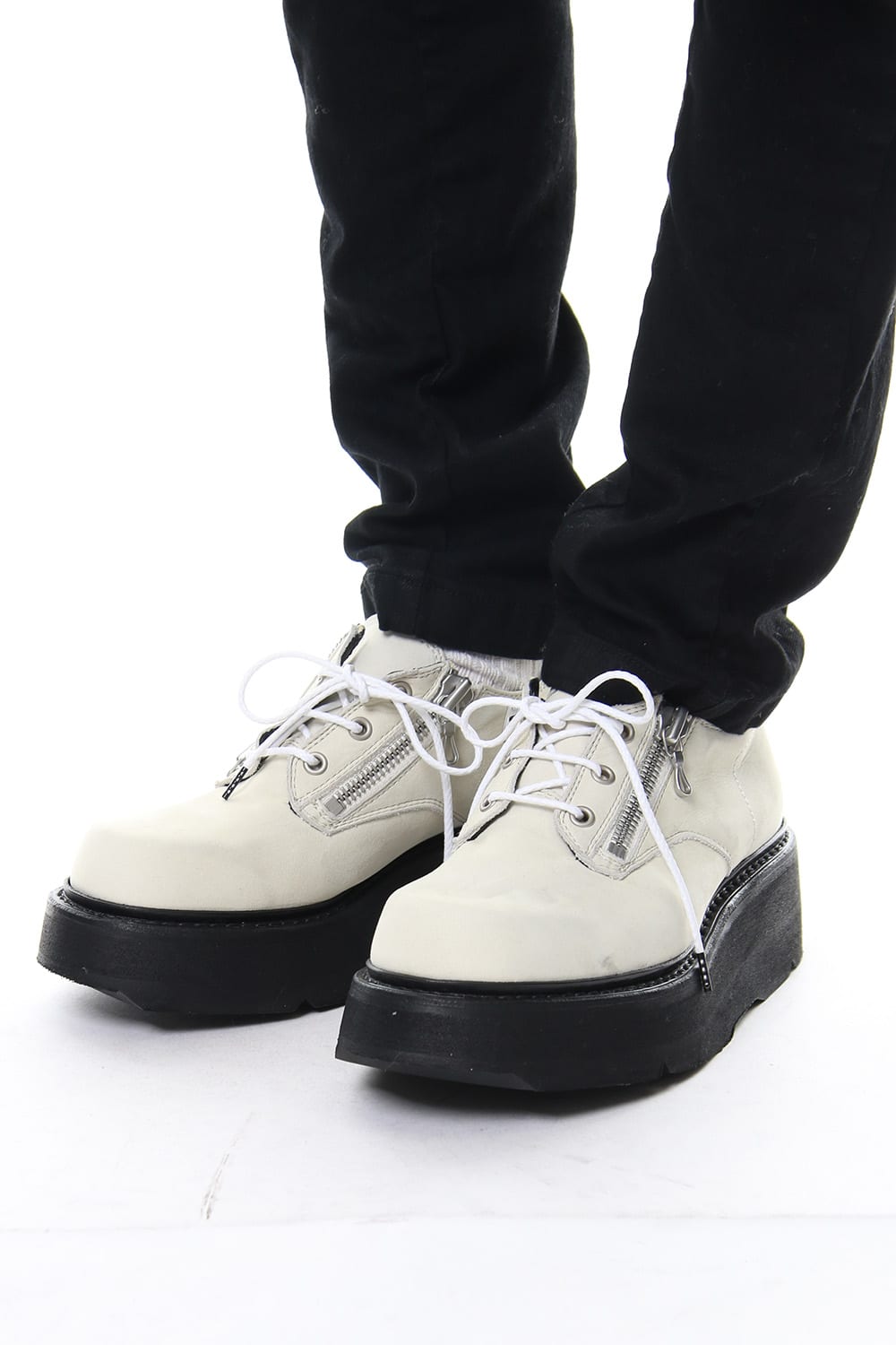 DOUBLE ZIP THICK-SOLED SHOES Ivory