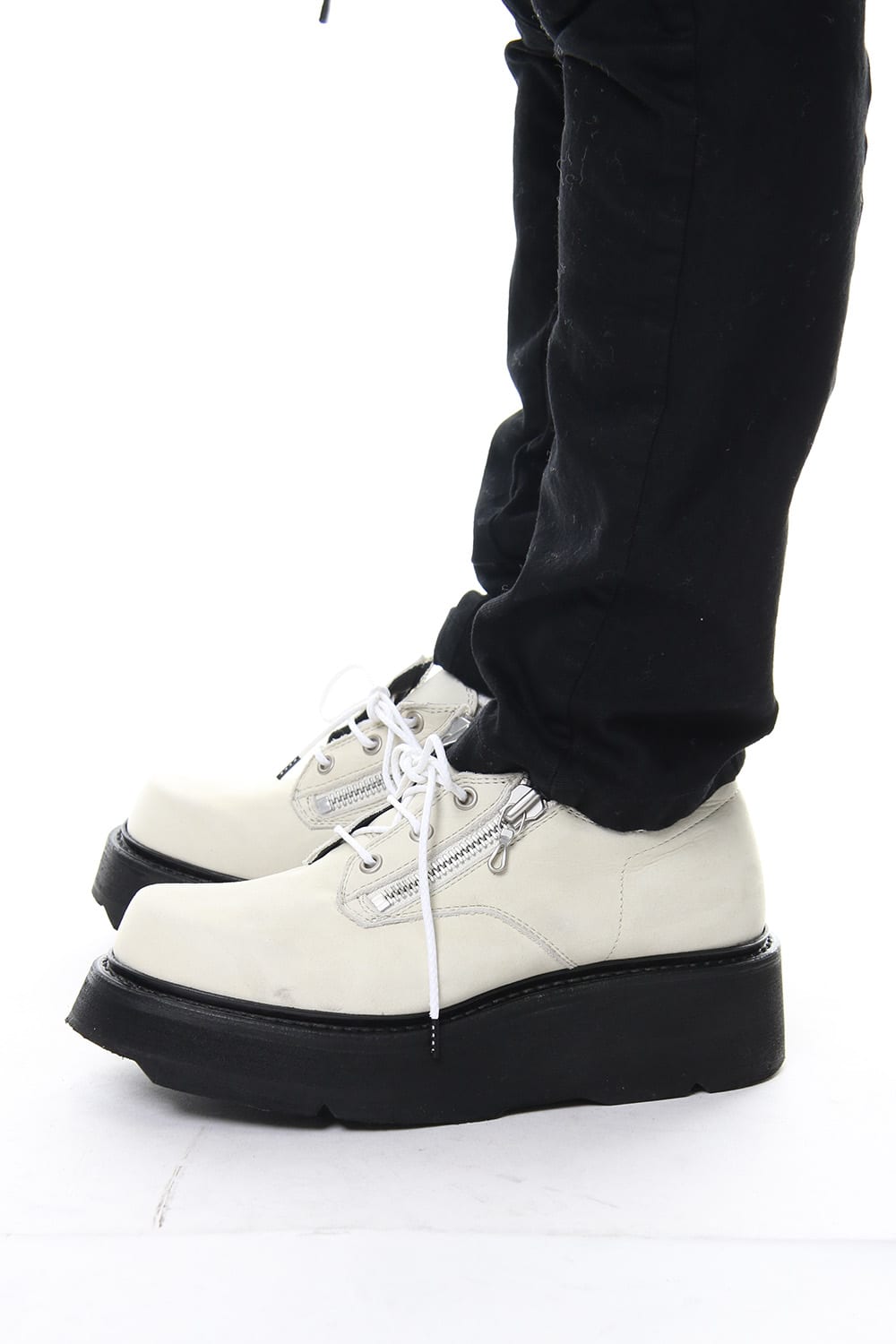 DOUBLE ZIP THICK-SOLED SHOES Ivory