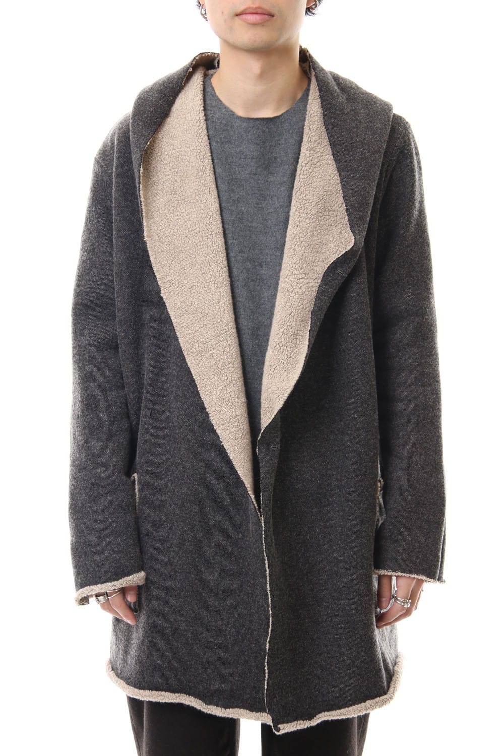 Wool Cotton Pile Hooded Coat