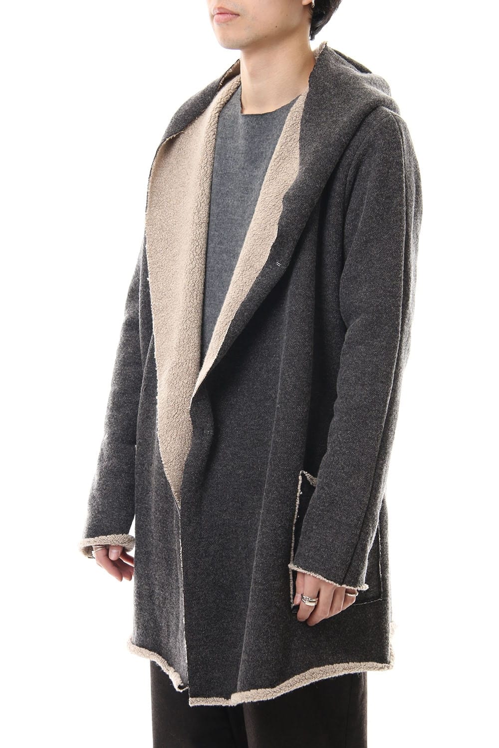 Wool Cotton Pile Hooded Coat