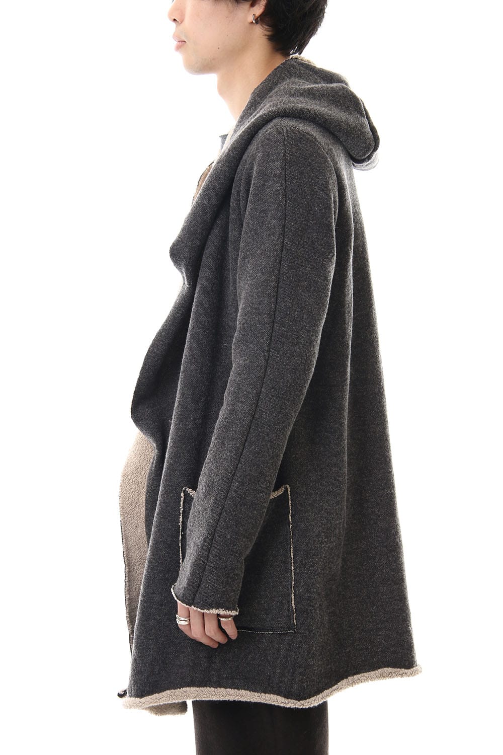 Wool Cotton Pile Hooded Coat 