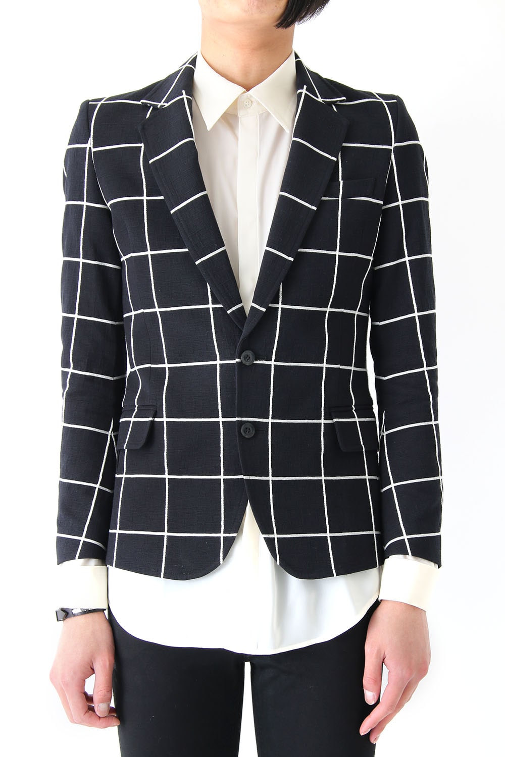 17SS Window Pane Jacquard Jacket BLACKxECRU