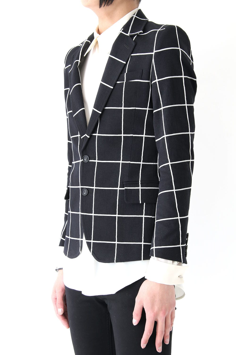 17SS Window Pane Jacquard Jacket BLACKxECRU