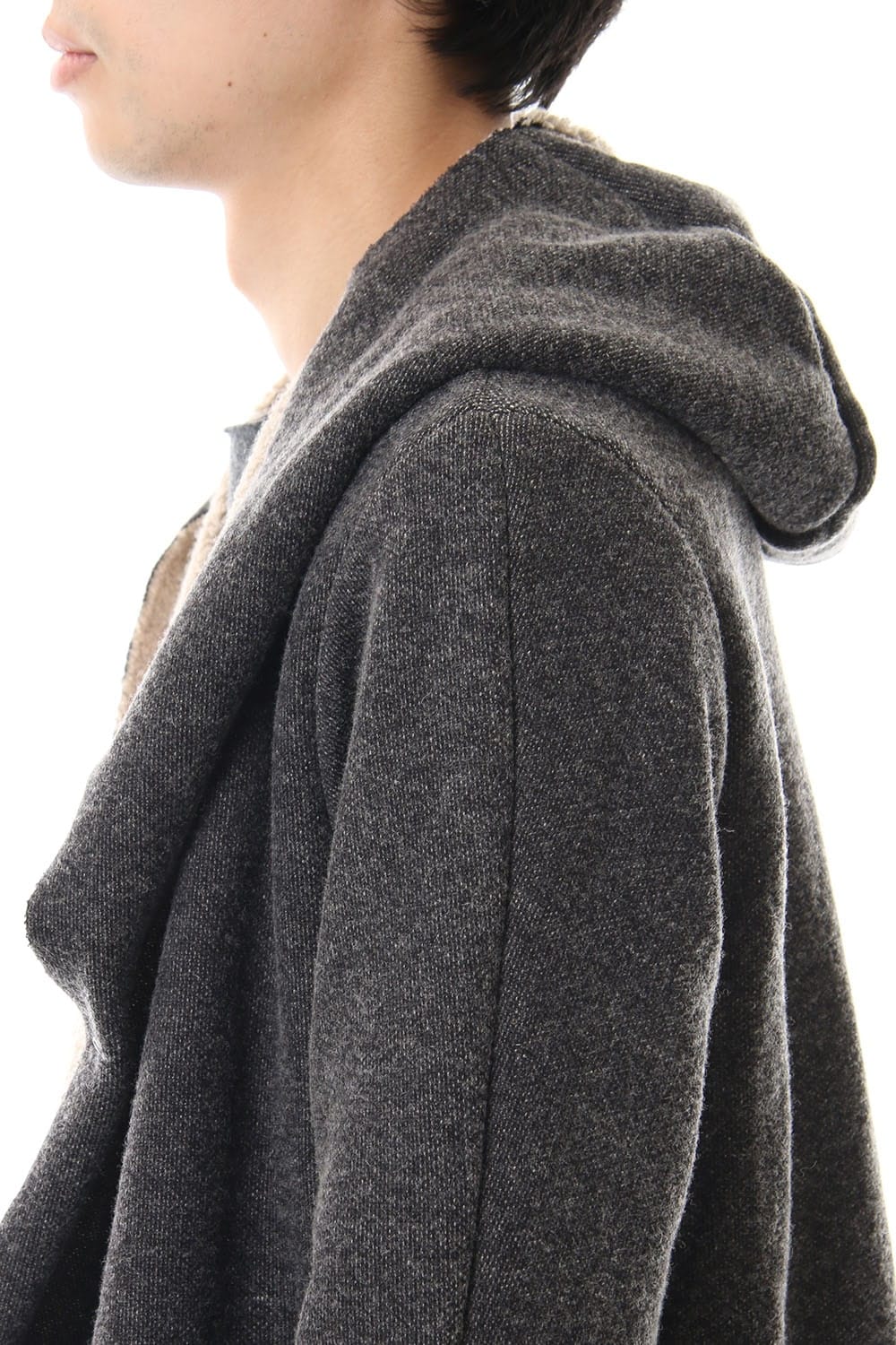 Wool Cotton Pile Hooded Coat 