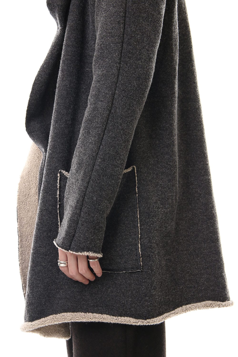 Wool Cotton Pile Hooded Coat