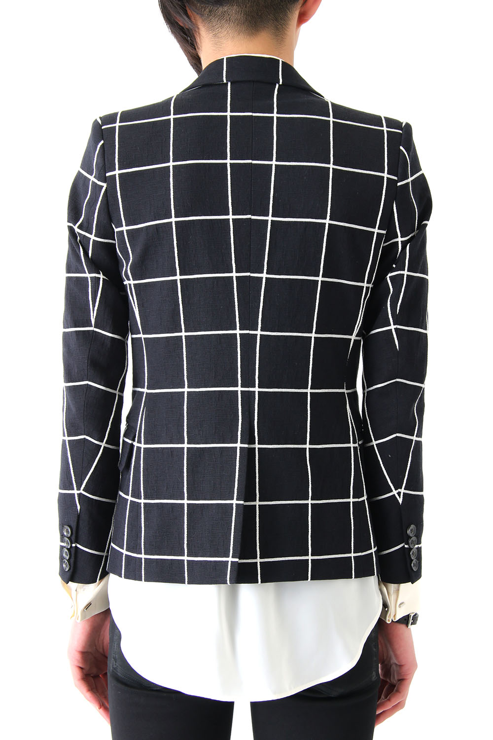 17SS Window Pane Jacquard Jacket BLACKxECRU