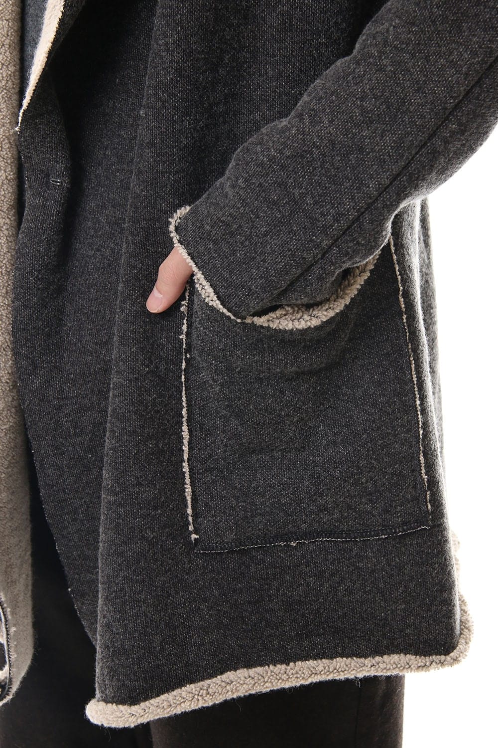 Wool Cotton Pile Hooded Coat 