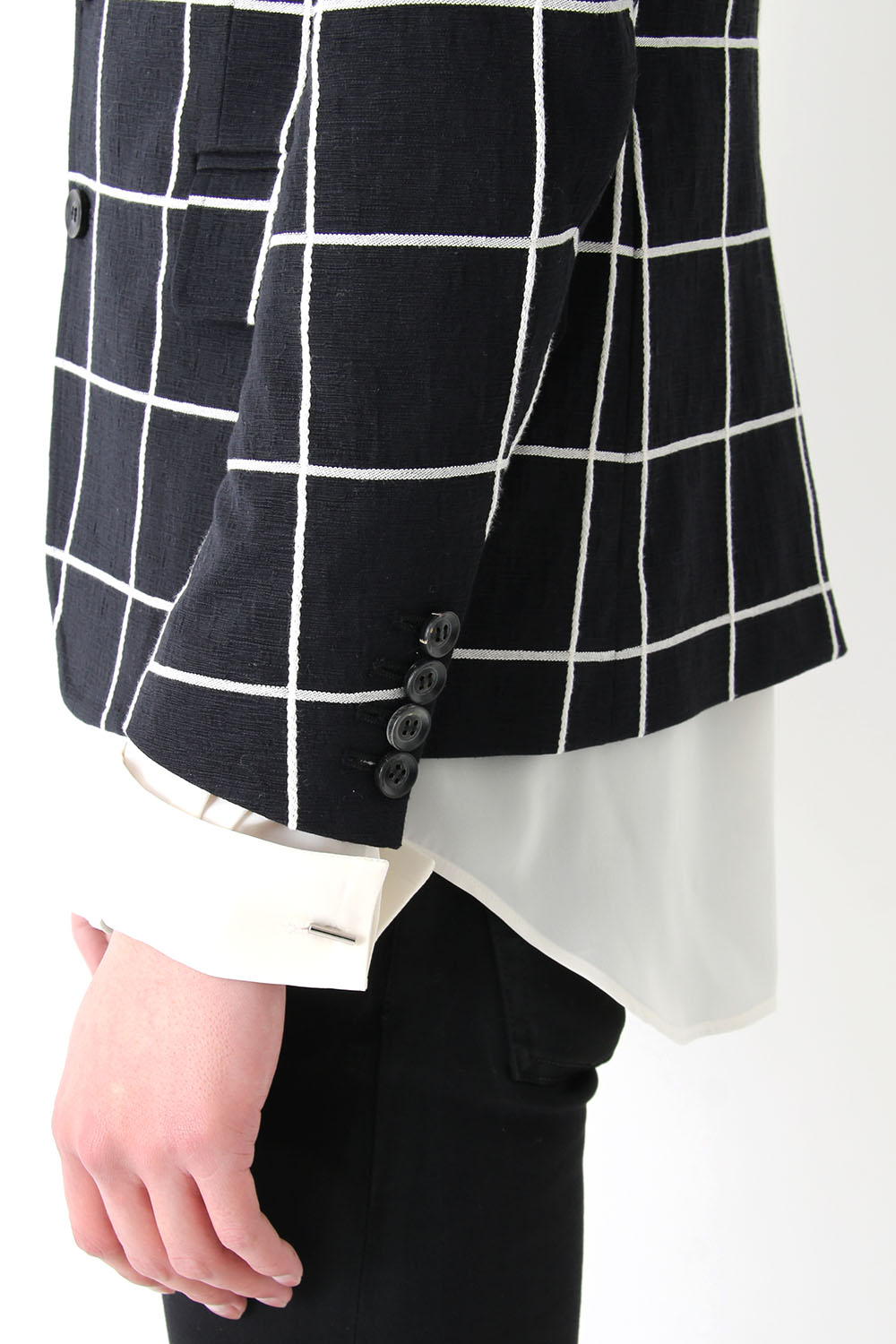 17SS Window Pane Jacquard Jacket BLACKxECRU