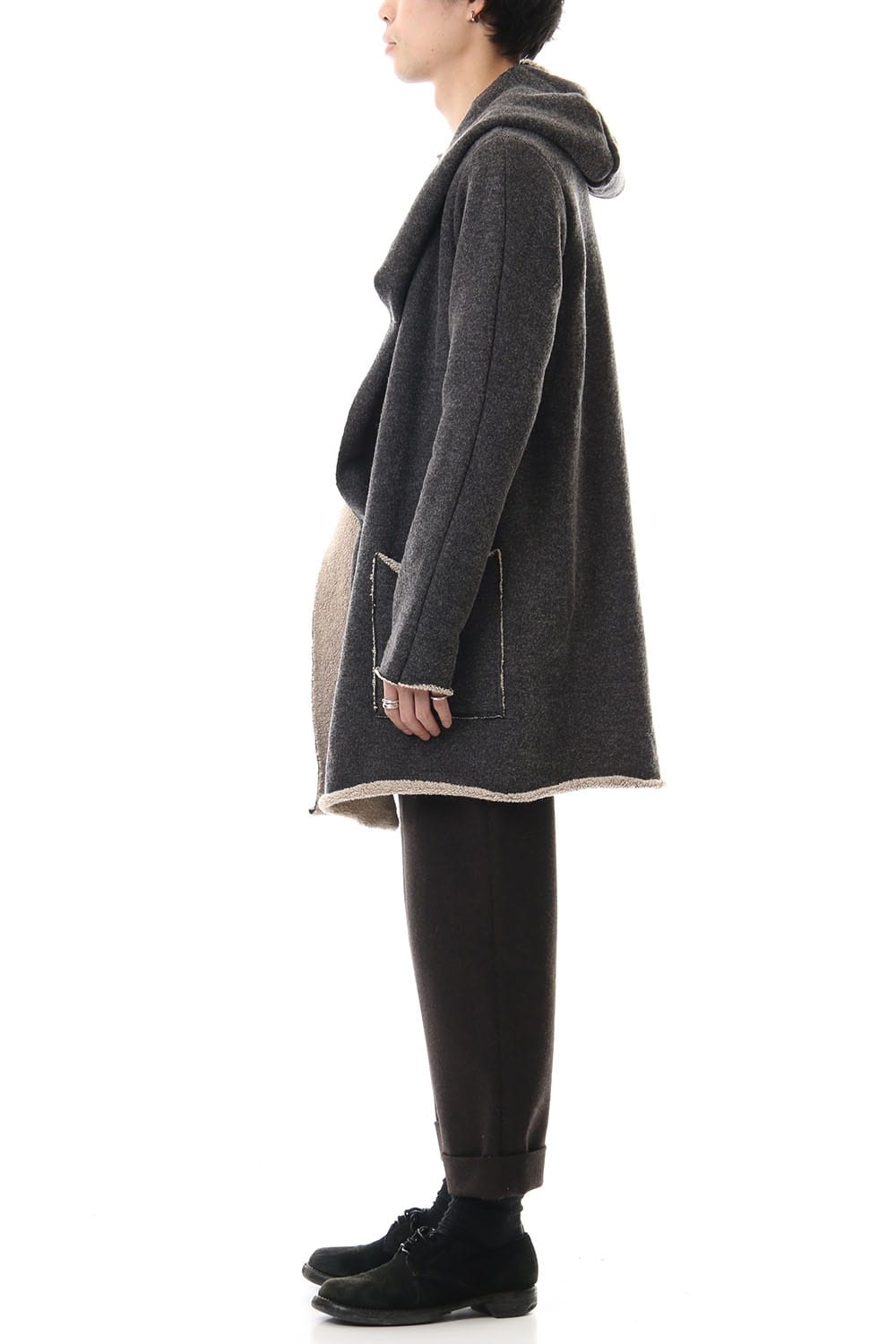 Wool Cotton Pile Hooded Coat