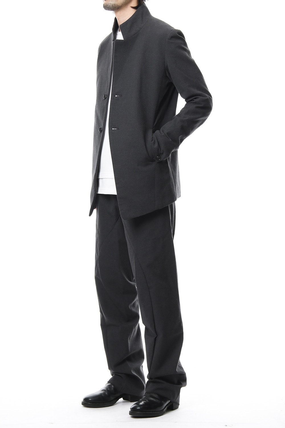 Dobby Pin Head Draping Wide Pants RB-020 CB.Black