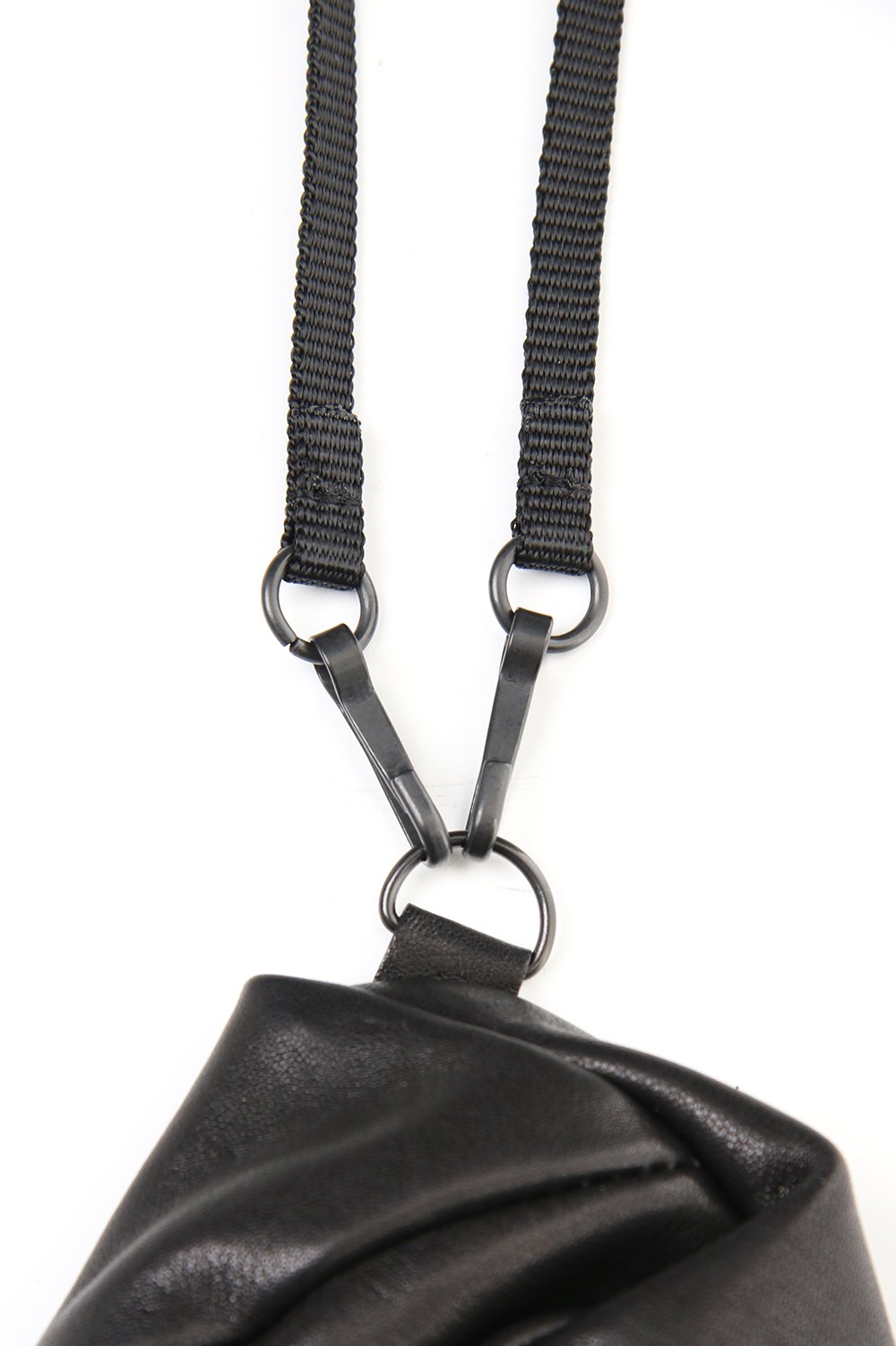 Lamb leather Neck pouch - Black