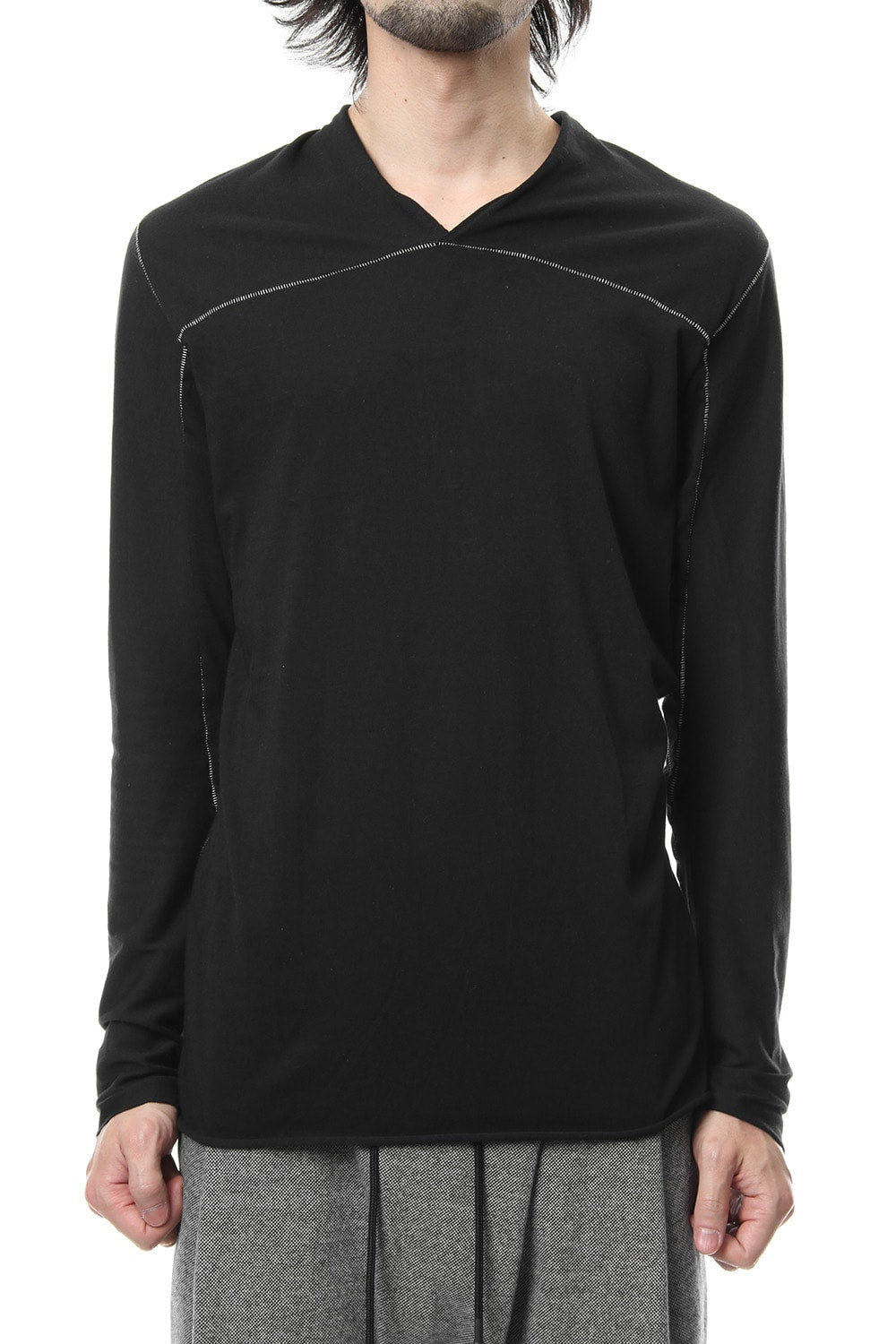 T/C 30/1 Jersey Cross Neck L/S RB-011 Black