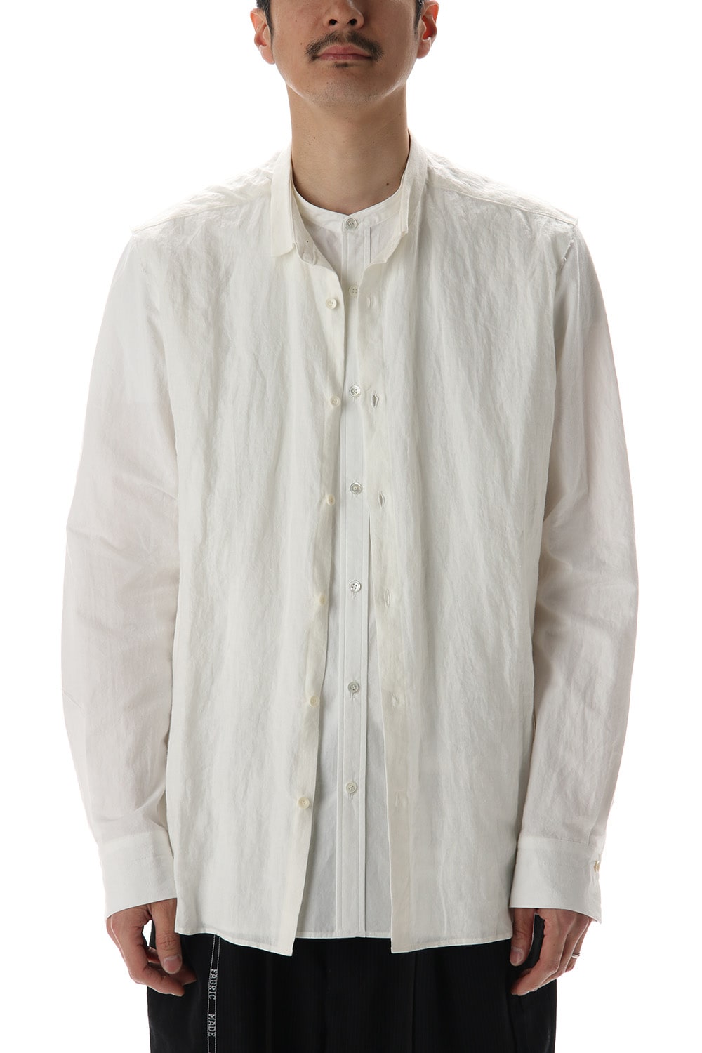 Cotton Layared Shirt  White / White Stripe