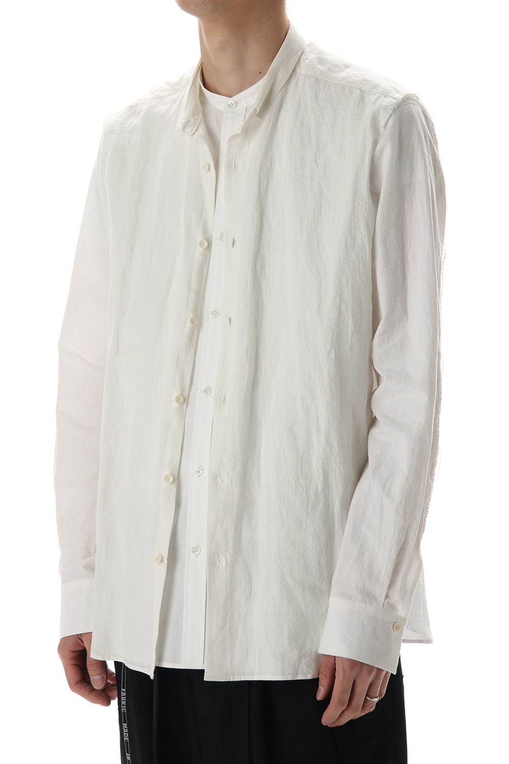 Cotton Layared Shirt  White / White Stripe