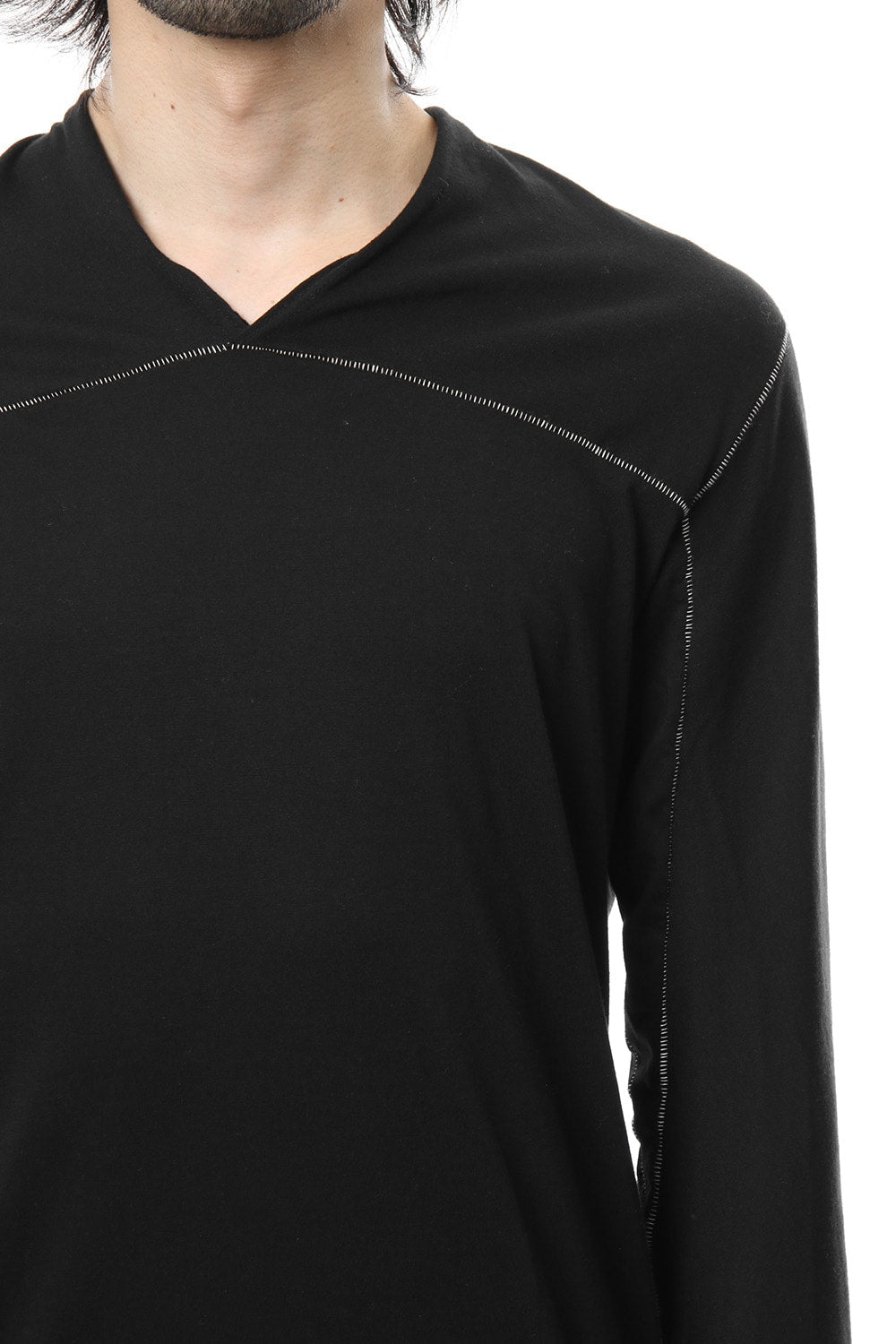 T/C 30/1 Jersey Cross Neck L/S RB-011 Black